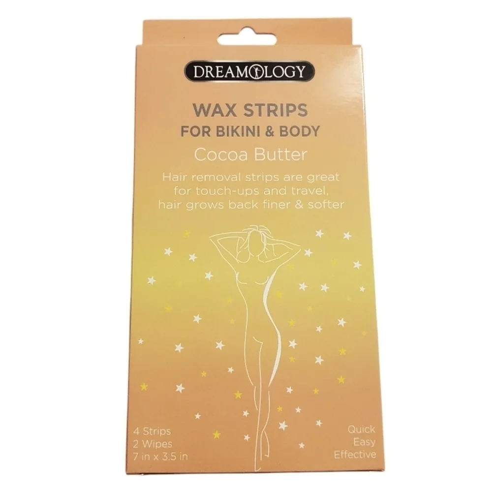 New Dreamology Cocoa Butter Bikini & Body Wax Strips Hair Removal 2 pk